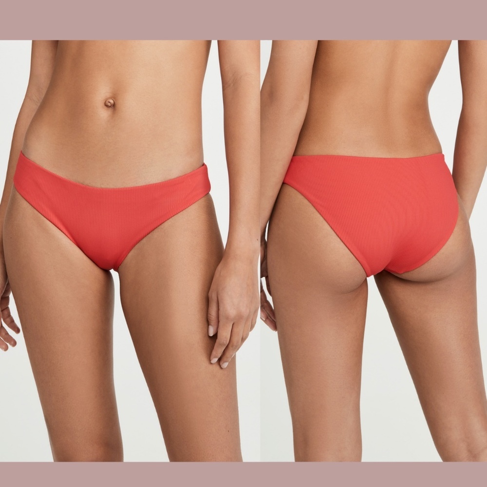 NWD Onia [ XS‎ ] Lily Solid Ribbed Bikini Bottoms in Red Rock